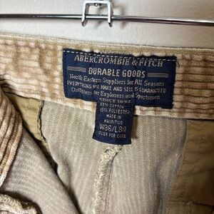 Vintage Abercrombie & Fitch Durable Goods Tan Pleated Corduroy Beige Trousers